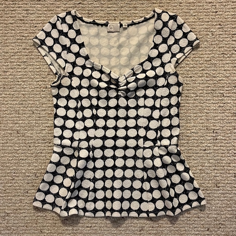 Anthropologie Women’s Polka Dot Peplum Top